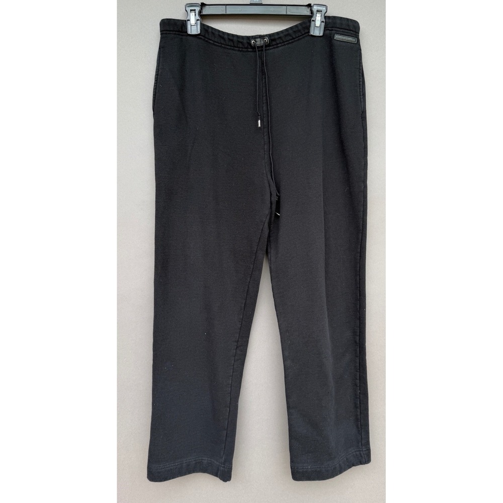 Lauren Ralph Laure Sweatpants XL Black 100% Cotton Straight Leg Drawstring Pants